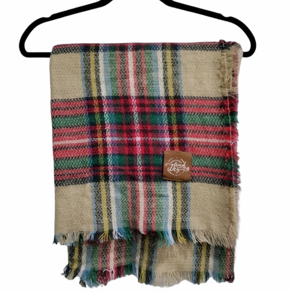 southern fried chics Other - Southern Fried Chics tan red plaid blanket/scarf/shawl